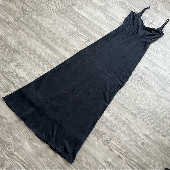 PATTERSON J. KINCAID Dark Gray Black Celeste Lined Maxi Dress - Size Small - Picture 1 of 8